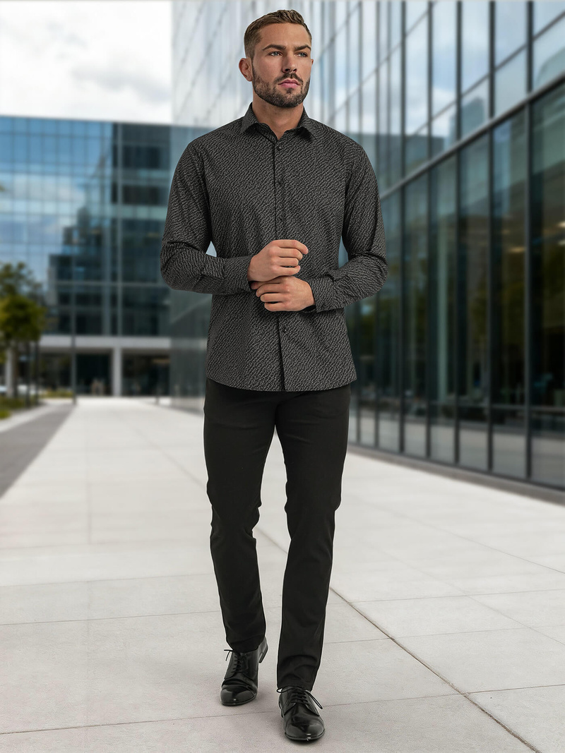 Men's Shirt - Black OZONEE V/V184