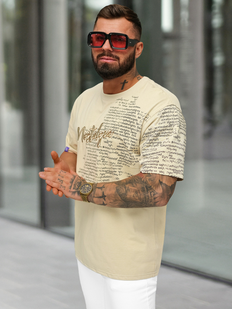 Men's T-shirt - Beige OZONEE O/YN2/631