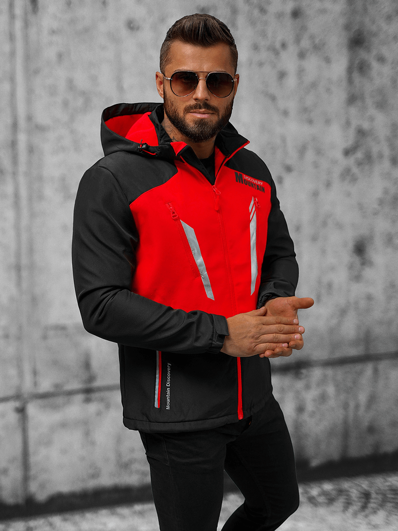 Men's Softshell Jacket - Black-Red OZONEE JS/HH022/1CZ
