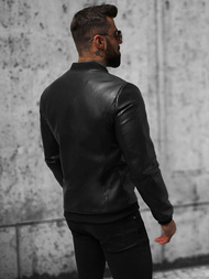 Men's Leather Jacket - Black OZONEE JS/11Z8015