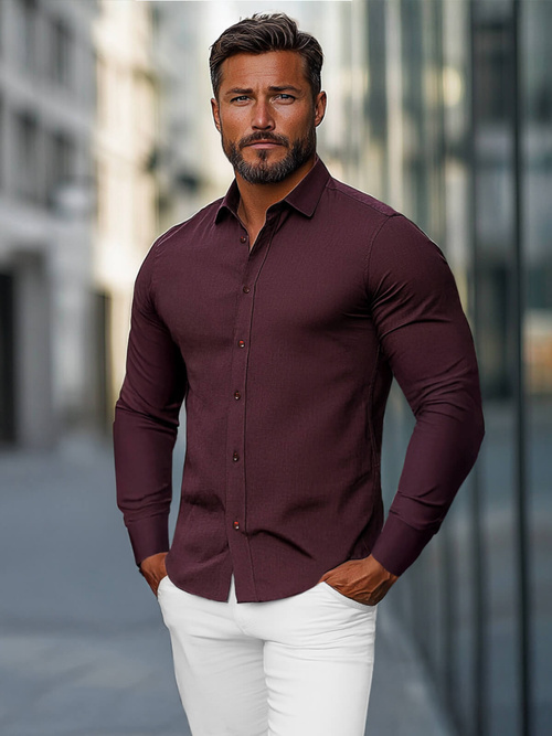 Men's Shirt - Burgundy OZONEE O/V116Z