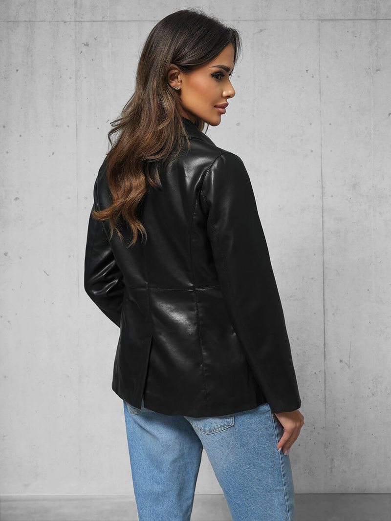 Women's Leather Jacket Black OZONEE JS/11Z8121