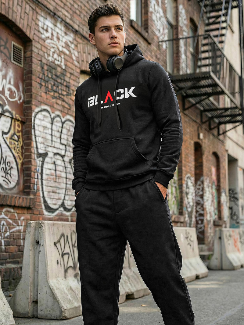 Men's Hoodie - Black OZONEE JS/8B1756/3Z