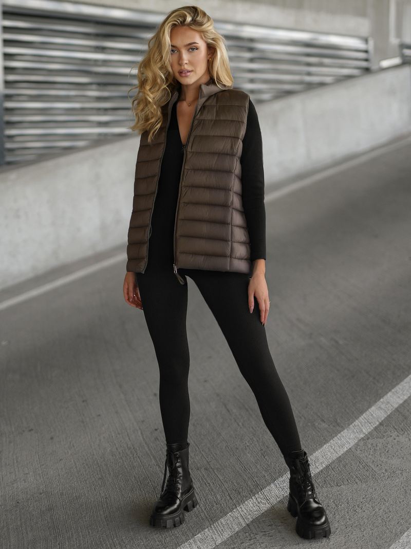 Women's gilet - brown-gray OZONEE JS/11Z8223