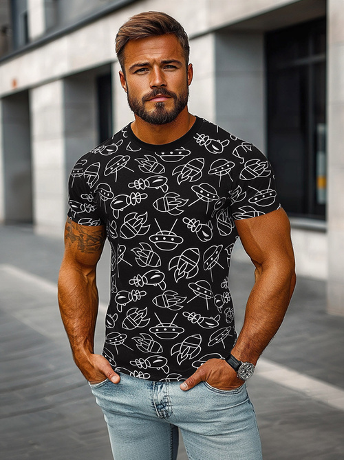 Men's T-shirt - Black OZONEE JS/8T1197/3Z