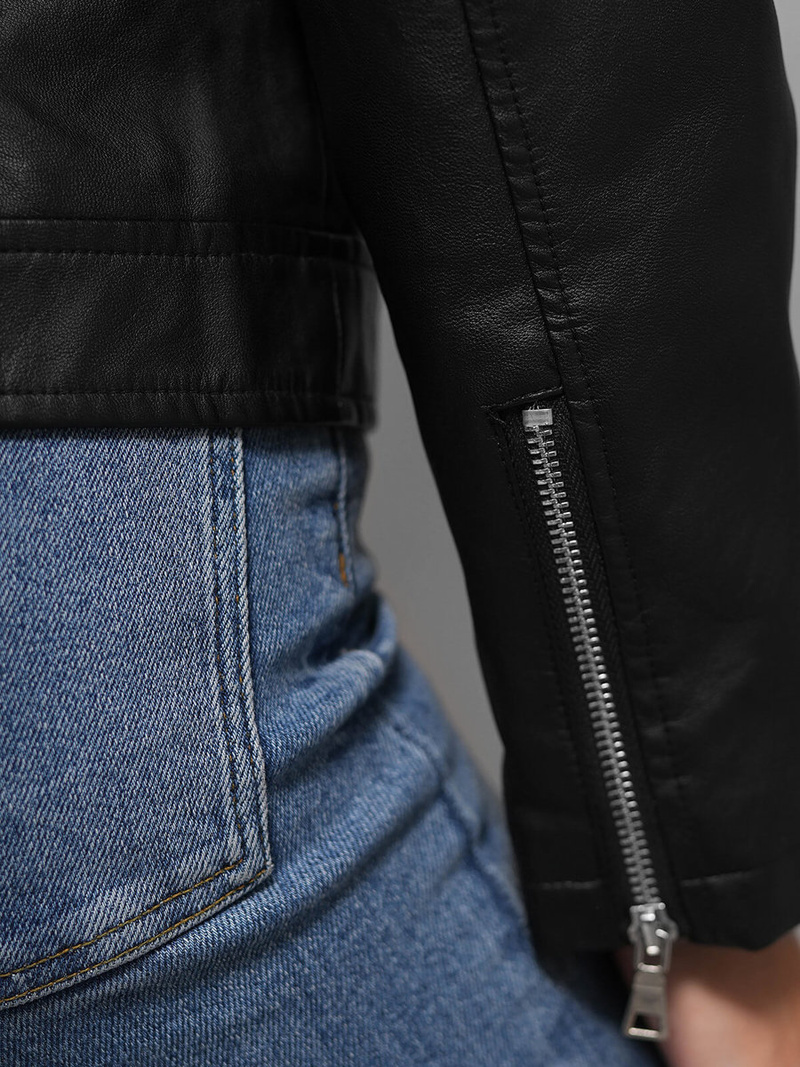 Women's Leather Jacket Black OZONEE JS/11Z8060