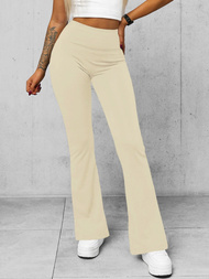 Women's leggings with wide legs - ecru OZONEE O/KTK006-J