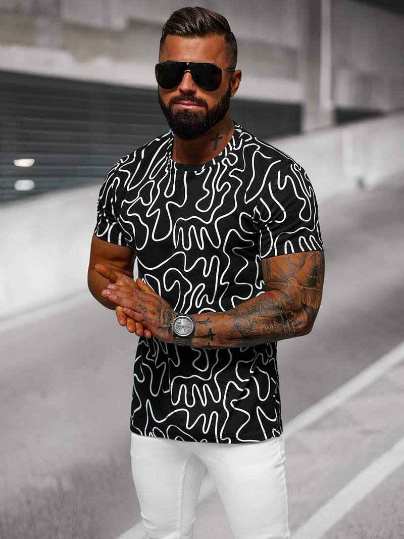 Men's T-shirt - Black OZONEE JS/8T1198/3