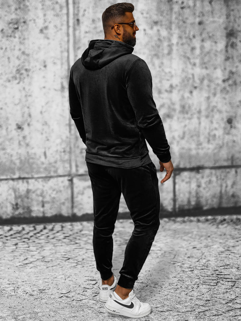 Men's Velour Tracksuit - Black OZONEE JS/8C1171/3