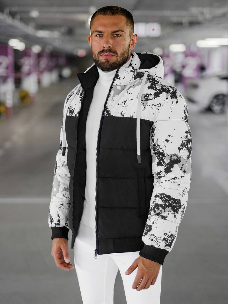 Men's Winter Jacket - White/Black OZONEE JS/31M5030/392Z