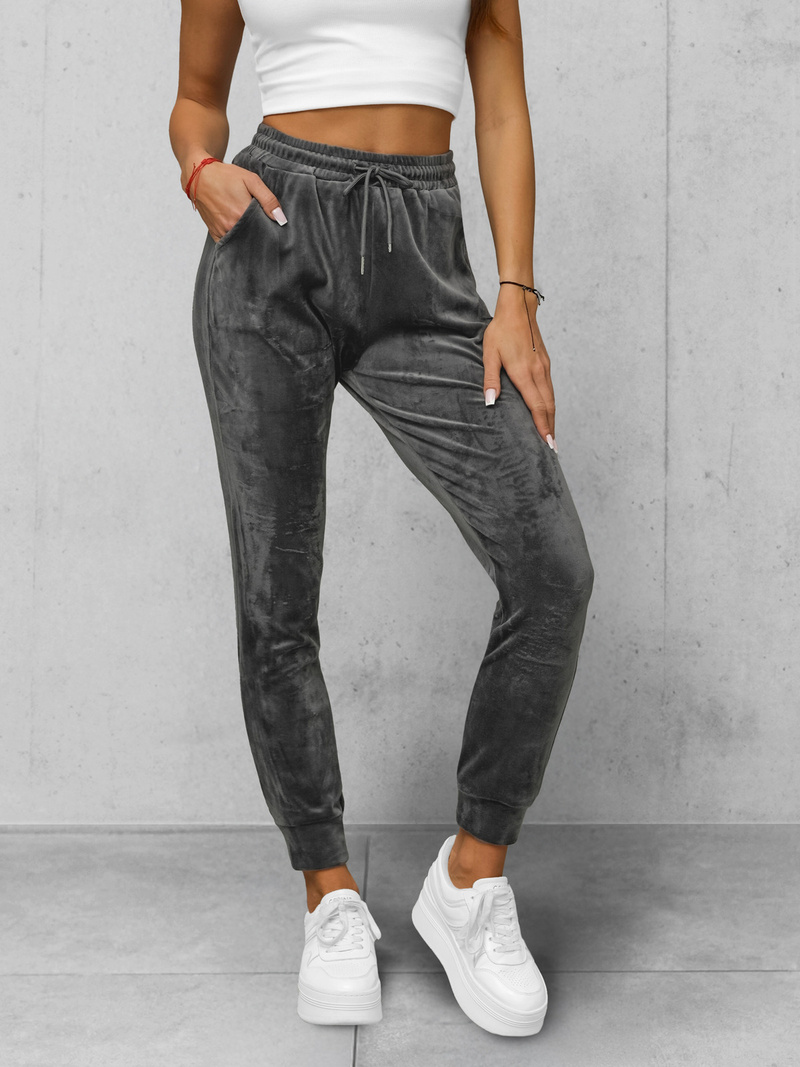 Women's Velour Sweatpants - Anthracite OZONEE JS/8K1532/6
