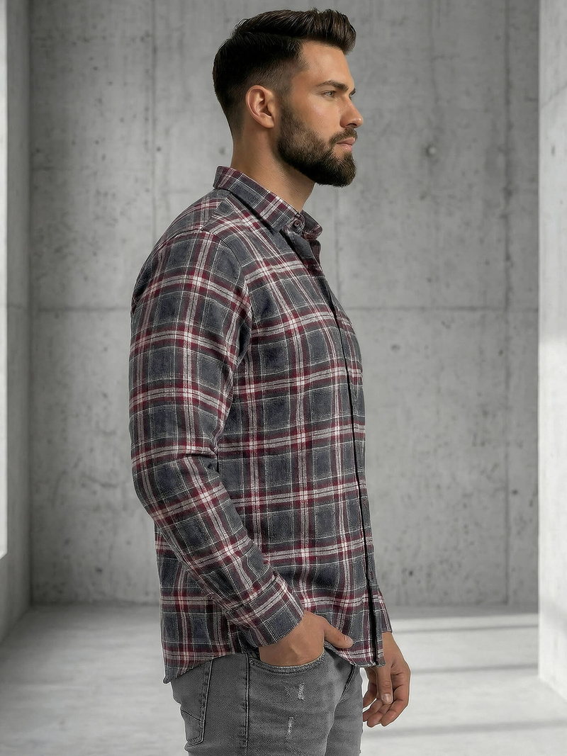 Men's Shirt - Burgundy OZONEE V/V178Z