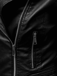 Women's Leather Jacket Black OZONEE JS/11Z8028