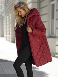 Women's long winter jacket - burgundy OZONEE JS/5M3352/1