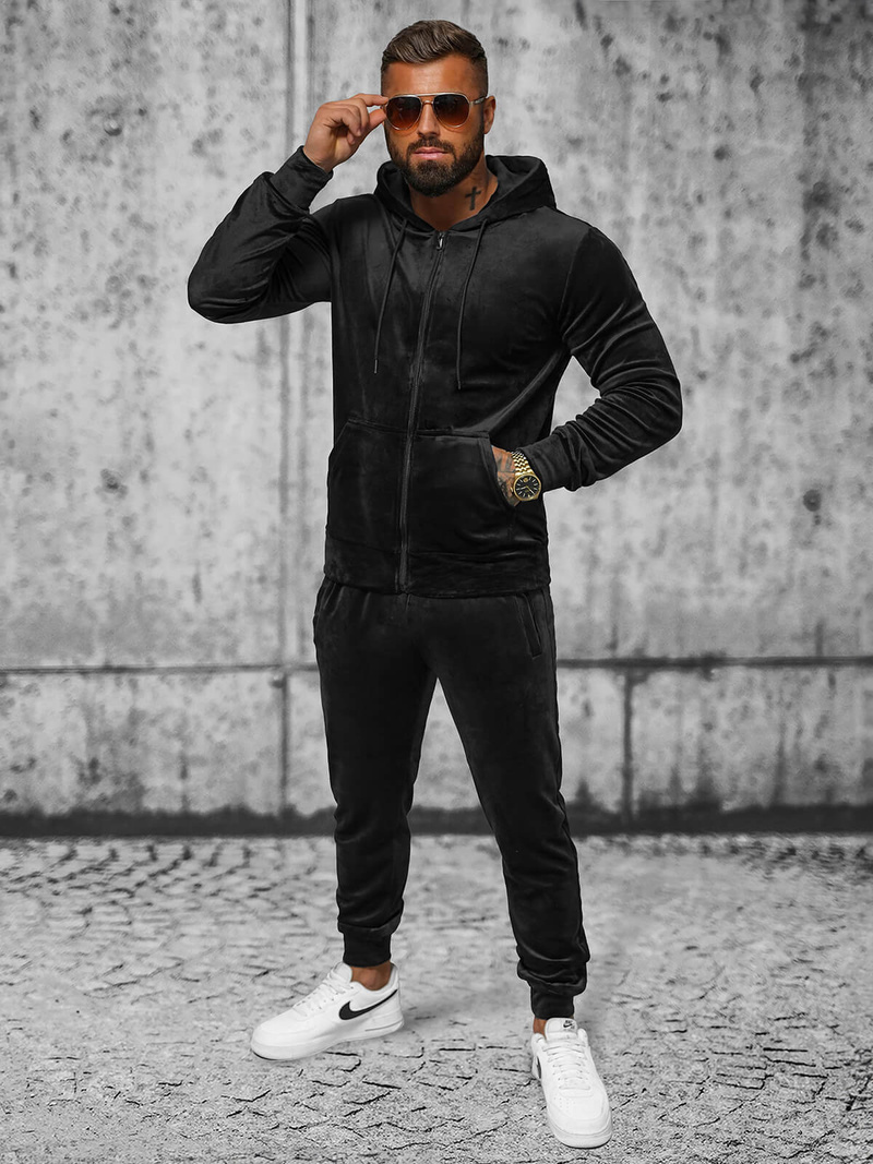 Men's Velour Tracksuit - Black OZONEE JS/8C1169/3