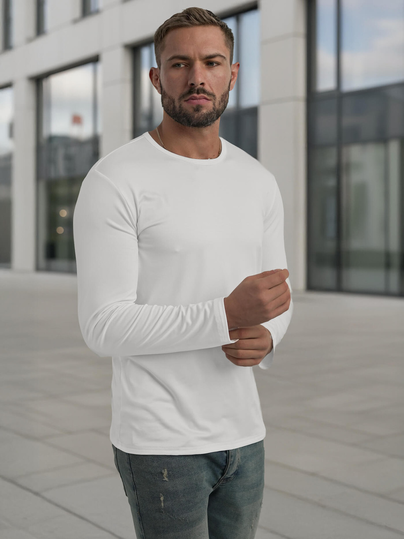 Men's Long Sleeve T-shirt - White OZONEE JS/DB71/2