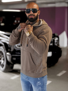 Men's Hoodie - Dark Beige OZONEE O/3C505