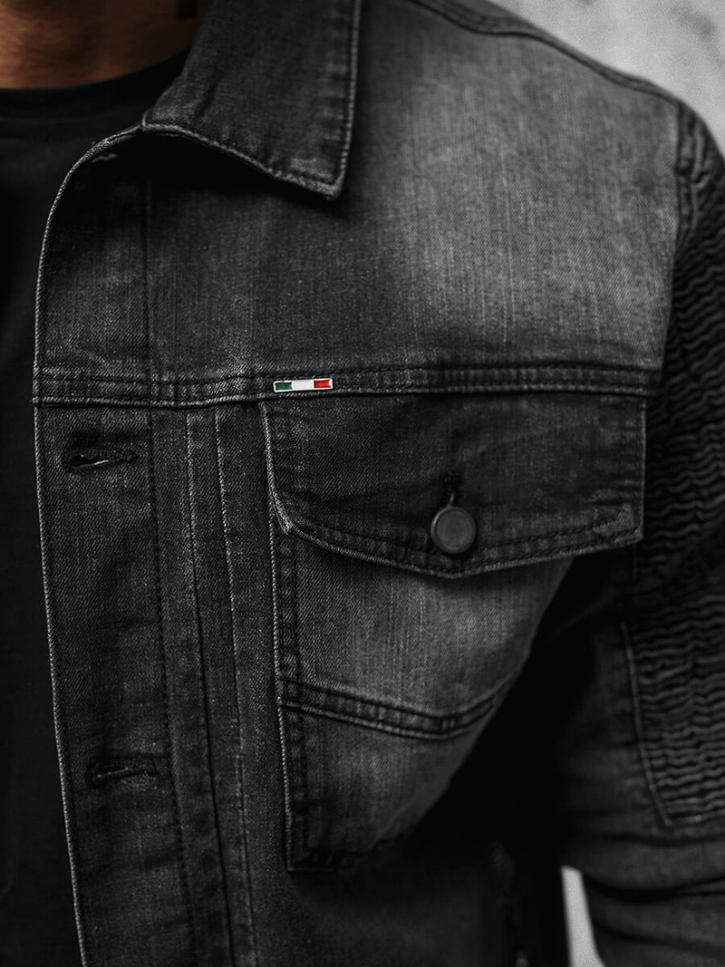 Men's Denim Jacket Black OZONEE NB/MJ521N