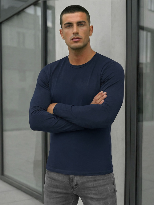 Men's Long Sleeve T-Shirt - Navy Blue OZONEE JS/DB71/5
