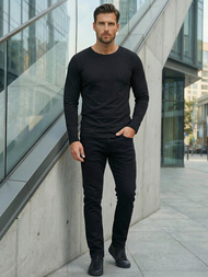 Men's Long Sleeve T-shirt - Black OZONEE JS/2088Z