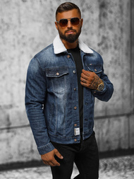 Men's Denim Jacket Sherpa Dark Blue OZONEE NB/MJ516BSZ