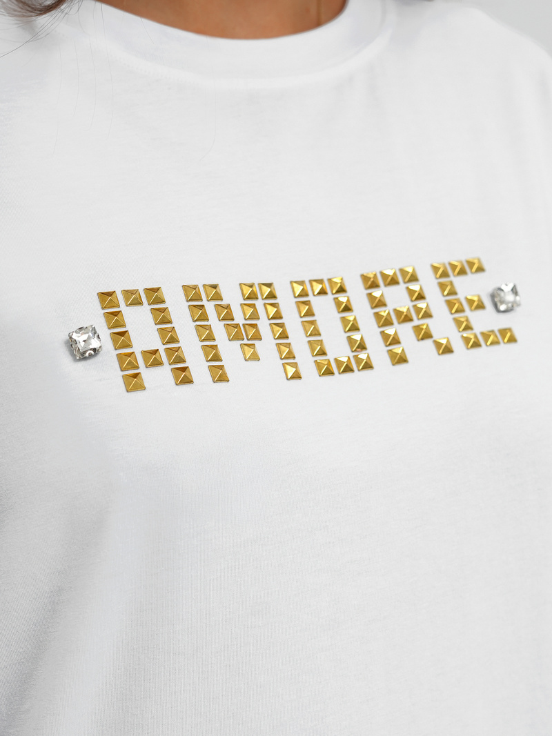 Women's T-shirt - White/Gold OZONEE JS/YJ77716