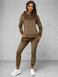Women's Velour Tracksuit Set - Light Brown OZONEE O/8C1175/162Z
