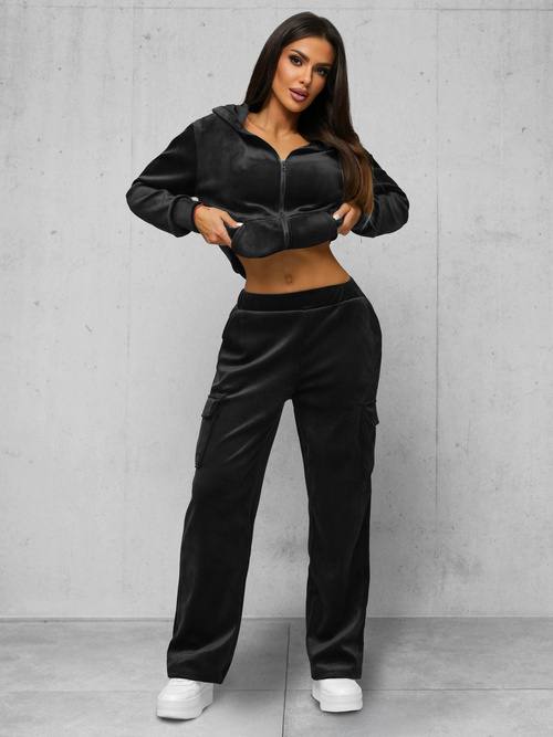 Women's Velour Tracksuit Set - Black OZONEE JS/35C1613/3