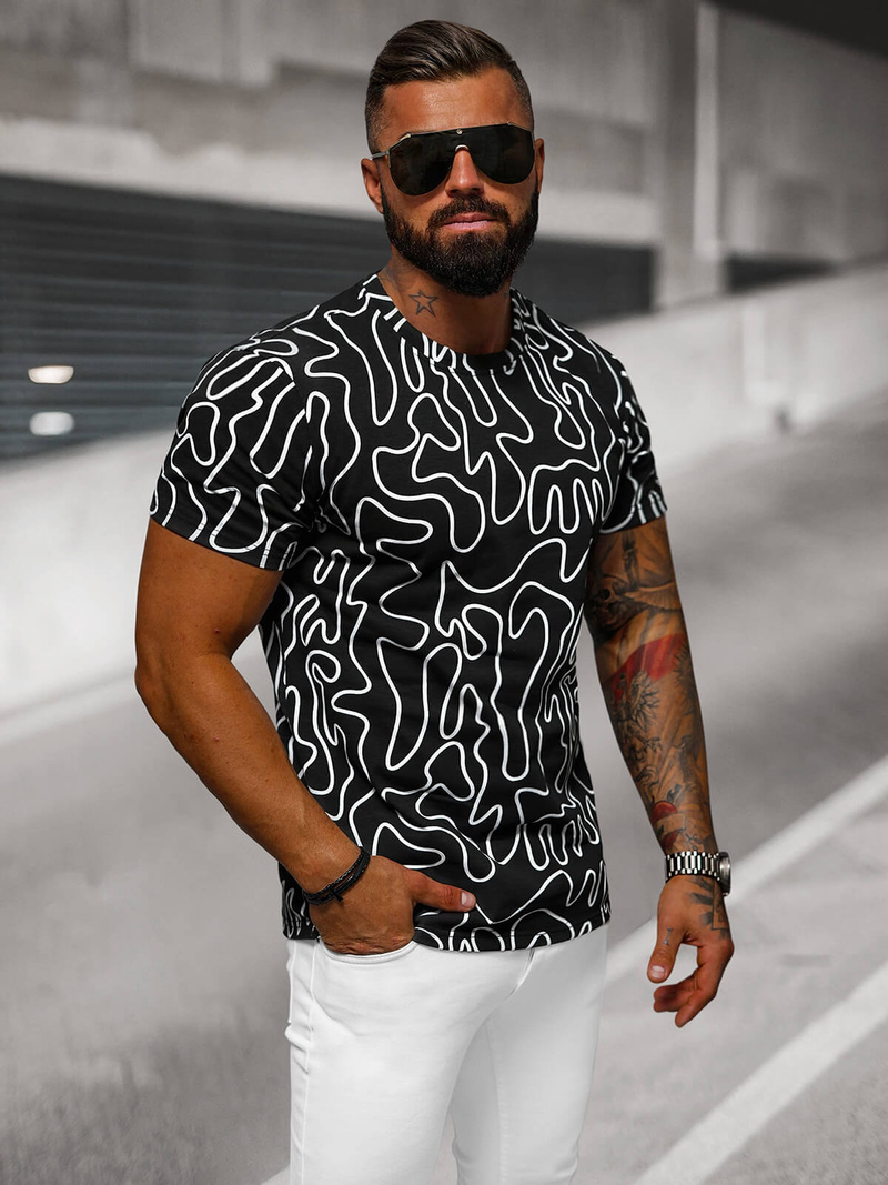 Men's T-shirt - Black OZONEE JS/8T1198/3