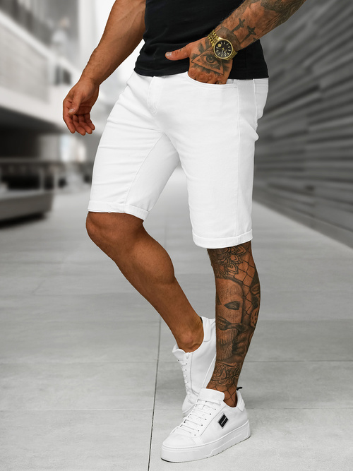 Men's denim shorts - white OZONEE O/UM873