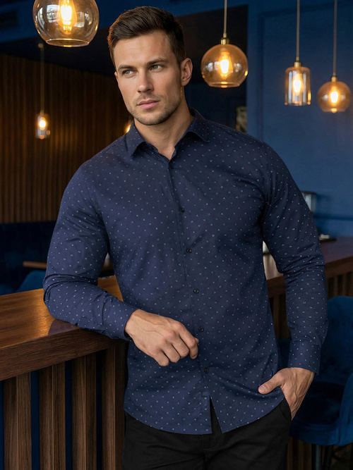 Men's Shirt - Navy Blue OZONEE V/V181Z