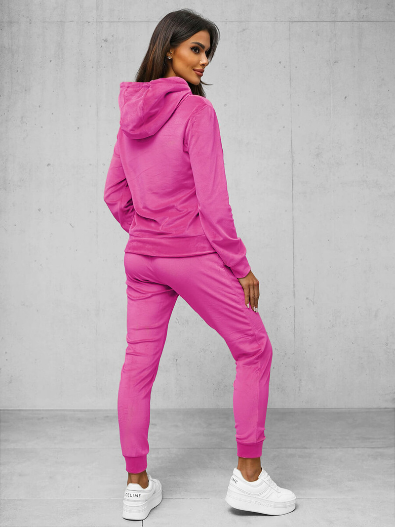 Women's Velour Tracksuit Set - Dark Pink OZONEE O/8C1175/19Z