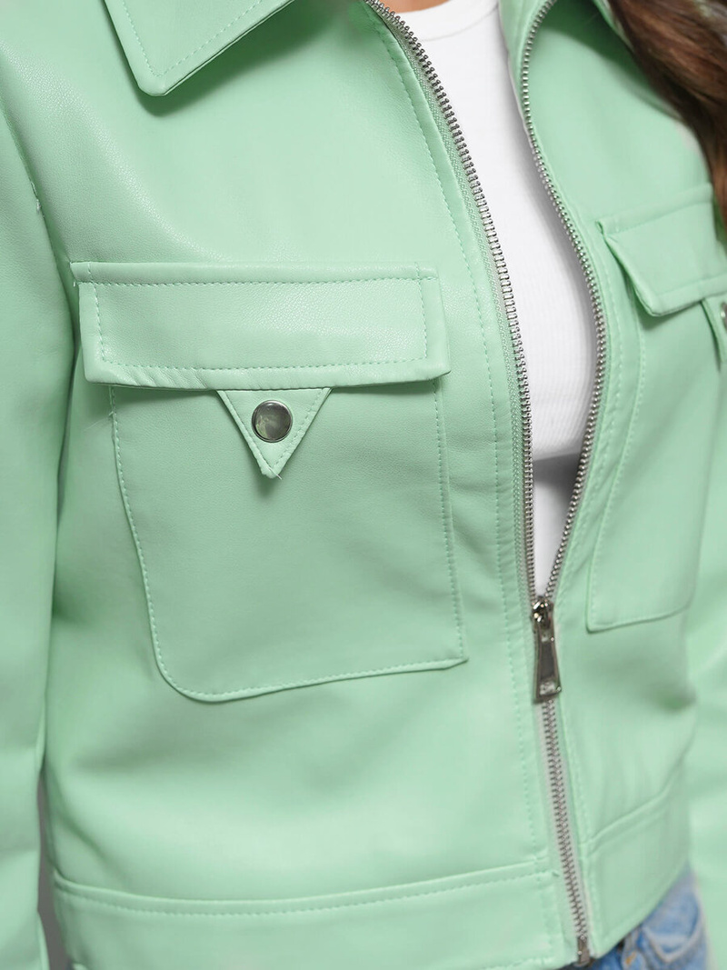 Women's Leather Jacket Mint OZONEE O/G117