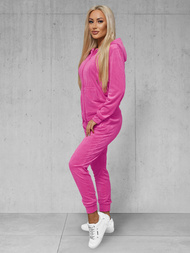 Women's Velour Tracksuit Set - Dark Pink OZONEE JS/8C1176/19