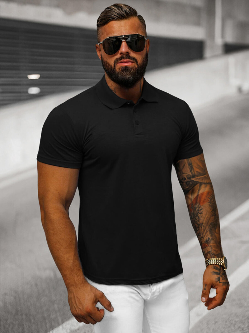 Men's Polo Shirt - Black OZONEE JS/8T80/3Z