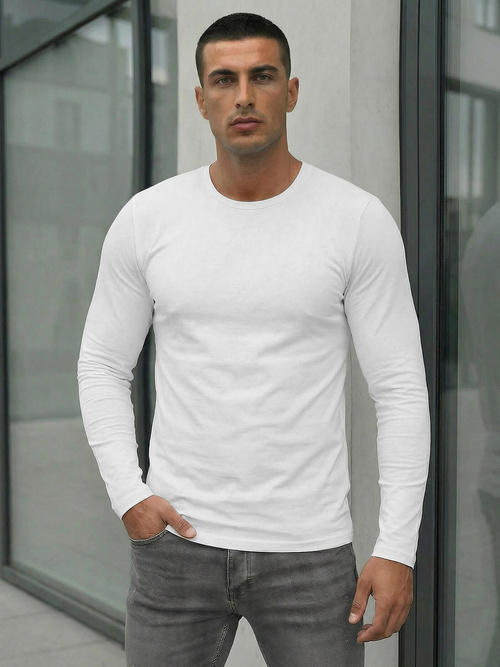 Men's Long Sleeve T-shirt - White OZONEE JS/DB71/2