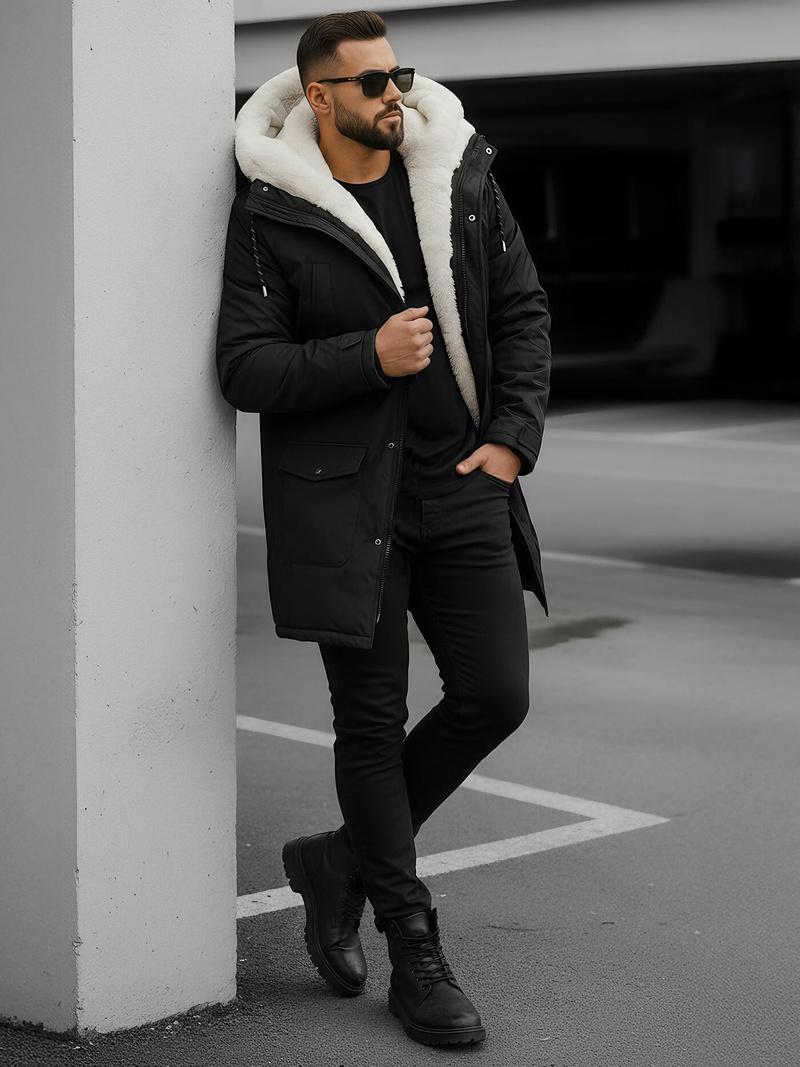 Men's Winter Jacket - Black OZONEE JS/5M120/392Z