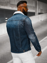 Men's Denim Jacket Sherpa Dark Blue OZONEE NB/MJ516BSZ