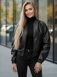 Women's Leather Jacket - Black OZONEE JS/11Z8281
