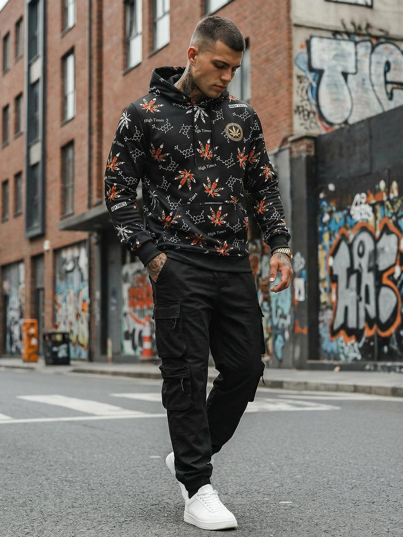 Men's Hoodie - Black OZONEE O/B266Z