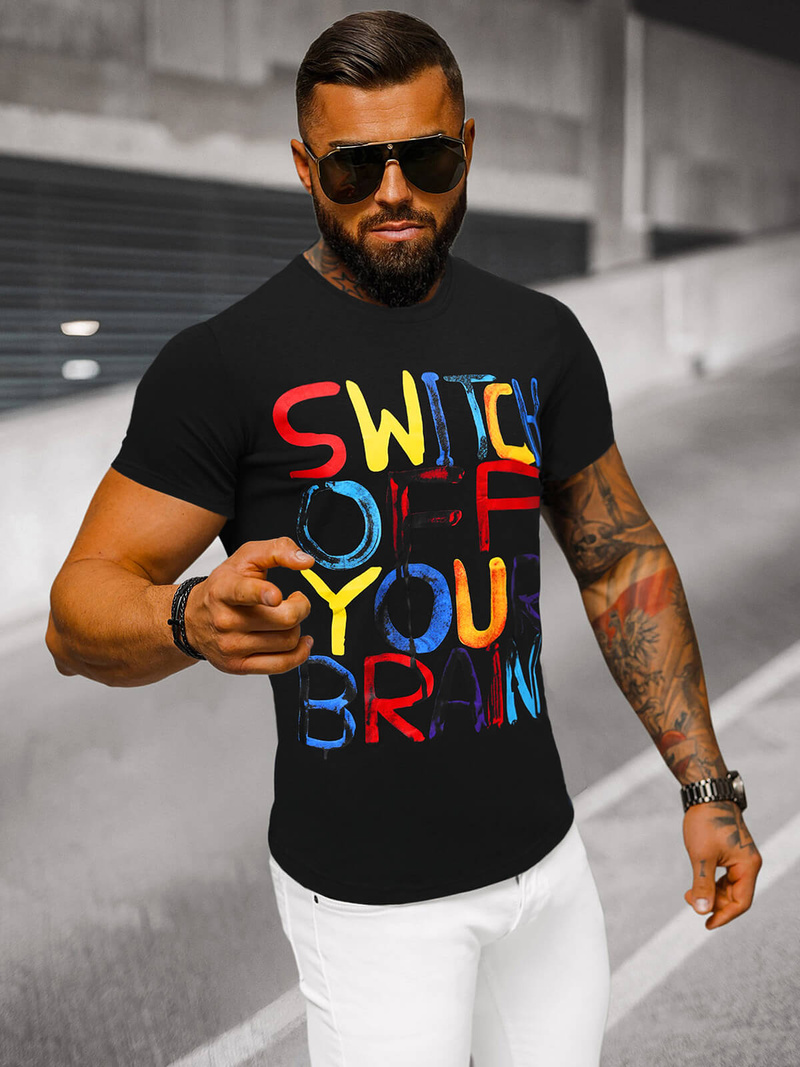 Men's T-shirt - Black OZONEE O/T125/3Z