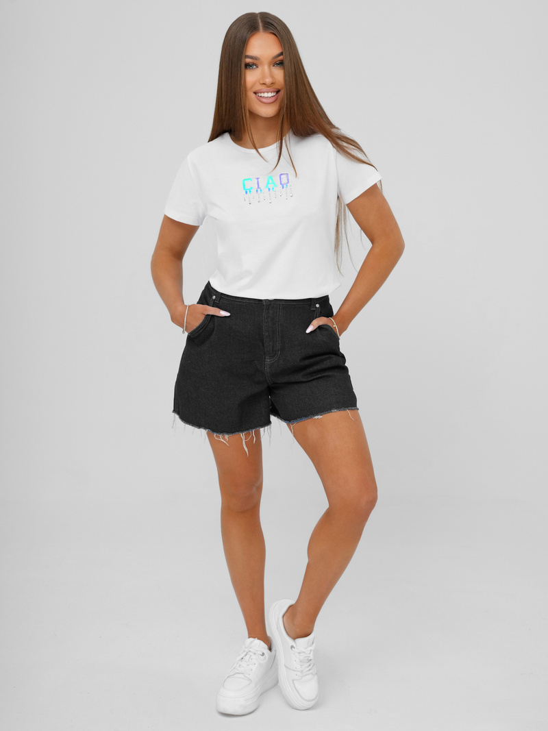 Women's T-shirt - White/Mint OZONEE JS/RJ77542