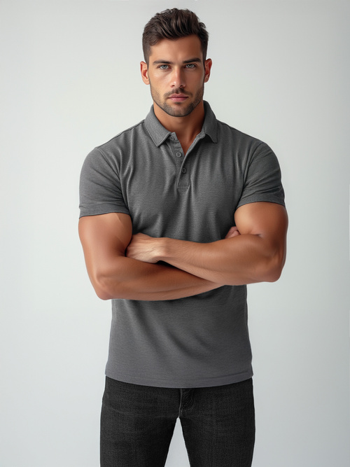 Men's Polo Shirt - Anthracite OZONEE JS/8T80/5Z