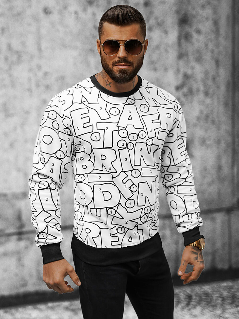 Men's Sweatshirt - White OZONEE JS/8B1136/1