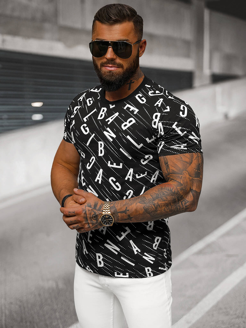 Men's T-shirt - Black OZONEE JS/8T1196/3