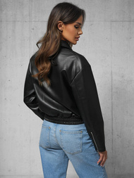 Women's Leather Jacket Black OZONEE O/G116