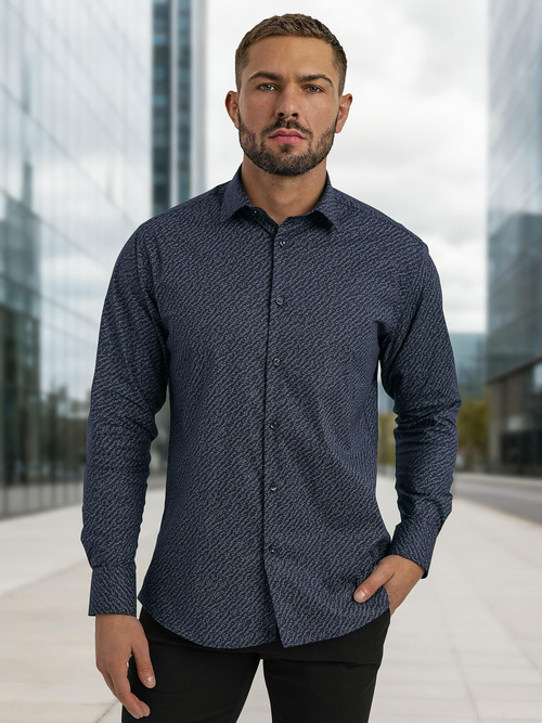 Men's Shirt - Navy Blue OZONEE V/V186