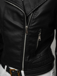 Women's Leather Jacket Black OZONEE JS/11Z8028Z