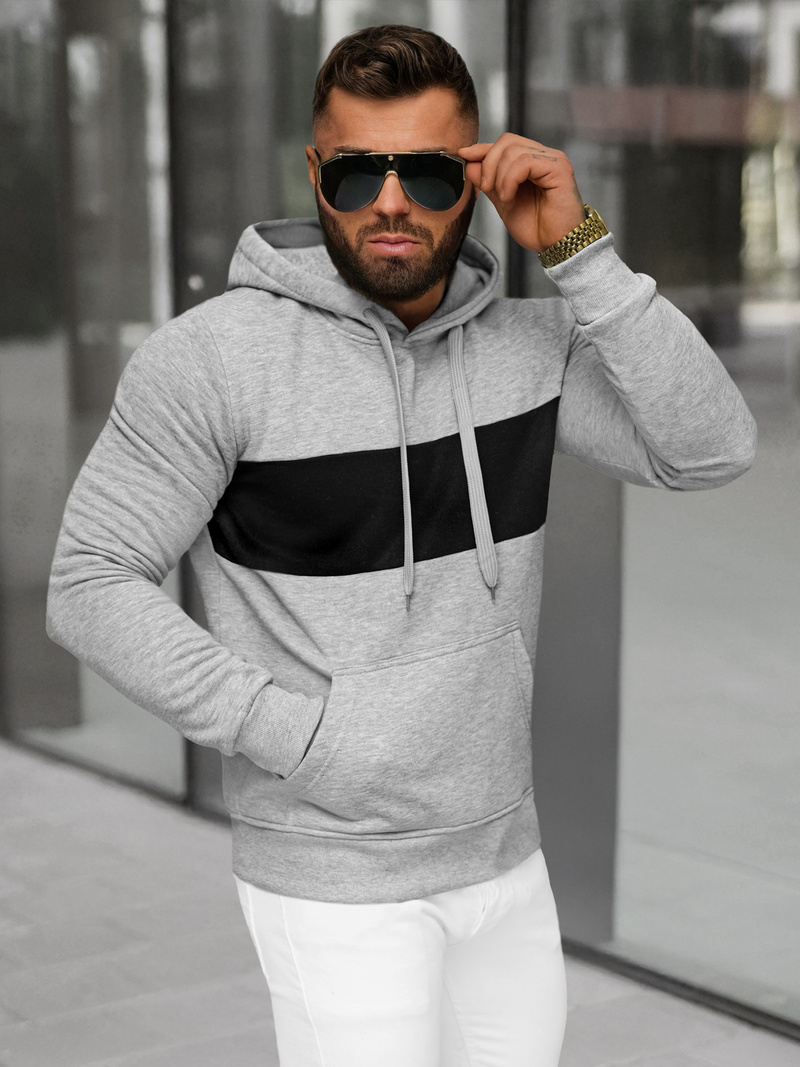 Men's Hoodie - Grey OZONEE JS/8B1308/2