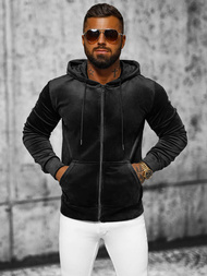 Men's Velour Hoodie - Black OZONEE JS/8B1168/3